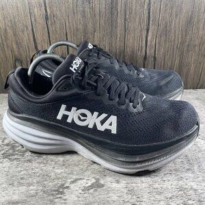 Hoka One One Mens Bondi 8 1123202 BWHT Black Running Shoes Sneakers Size 9.5 D